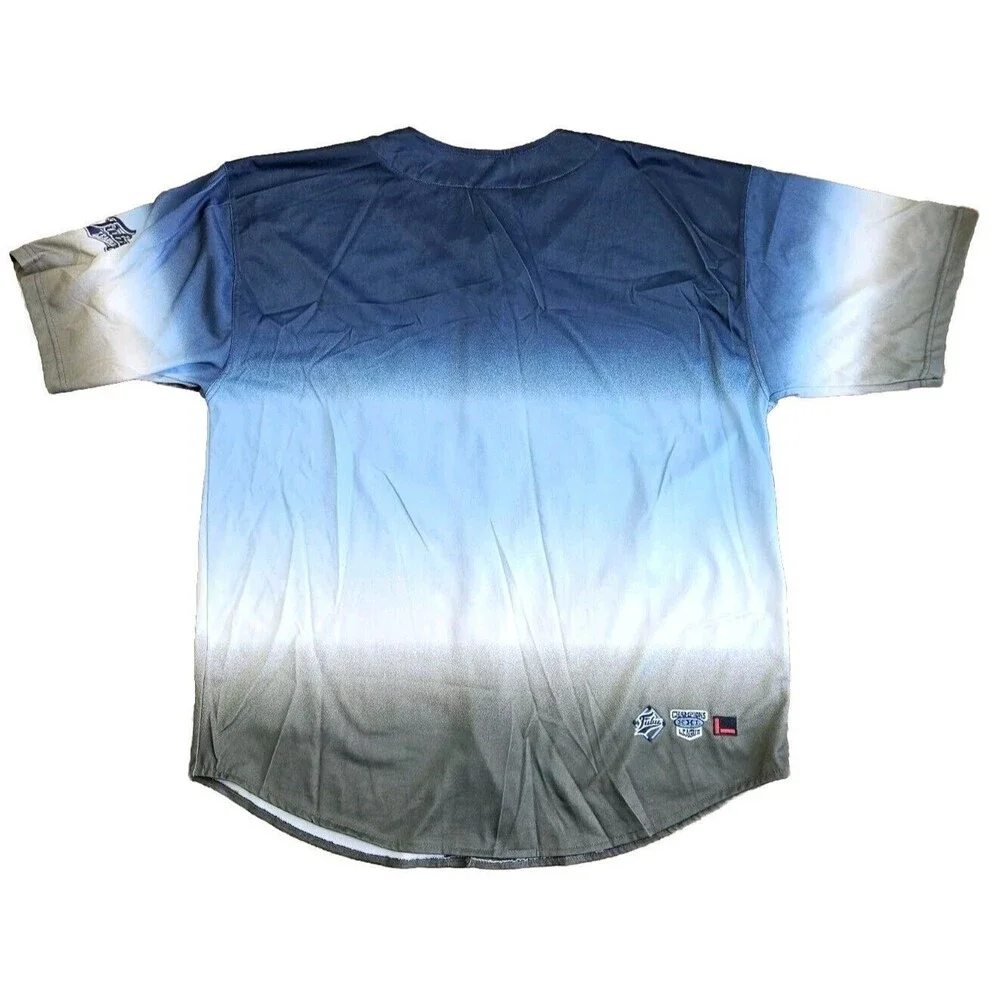 VTG FUBU League 05 Mens Sz XXL Blue Ombre Button Up Shirt Sport Collection - Picture 2 of 11